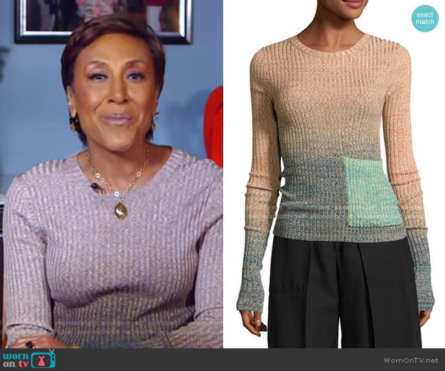 Marled Ombre Patch-Pocket Sweater by Acne Studios worn by Robin Roberts on Good Morning America