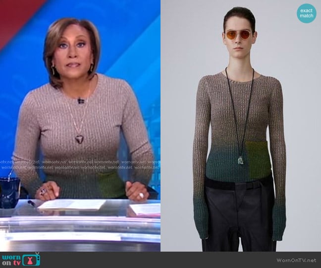 Marled Ombre Patch-Pocket Sweater by Acne Studios worn by Robin Roberts on Good Morning America