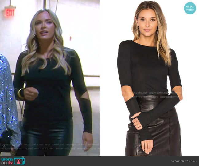 Solomon Elbow Cut Out Tee by Michael Lauren worn by Teddi Mellencamp Arroyave  on The Real Housewives of Beverly Hills