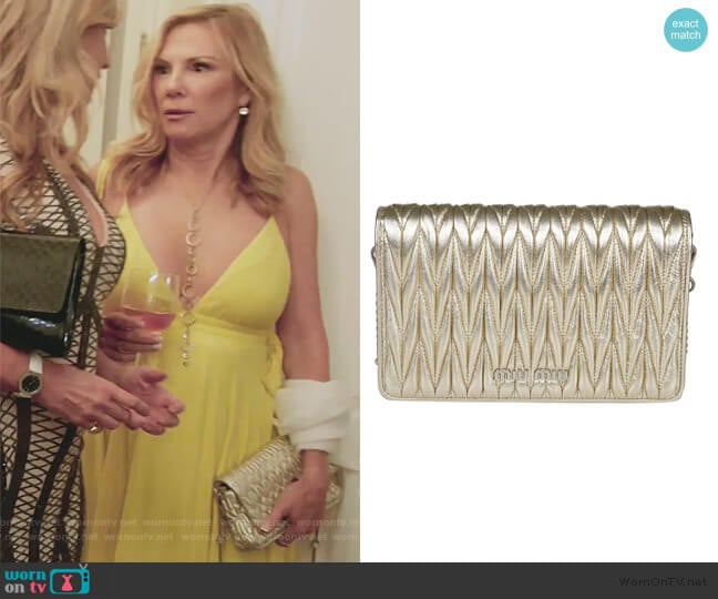 Quilted Clutch by Miu Miu worn by Ramona Singer on The Real Housewives of New York City