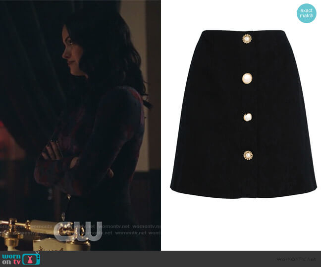 Molly Jacquard Mini Skirt by Mother of Pearl worn by Veronica Lodge (Camila Mendes) on Riverdale