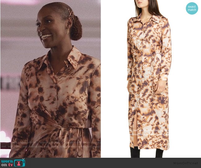 Bisso Long Sleeve Maxi Shirtdress by Nanushka worn by Issa Dee (Issa Rae) on Insecure