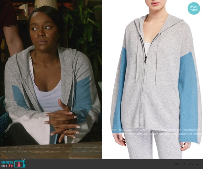 Michaela’s gray colorblock hoodie on How to Get Away with Murder