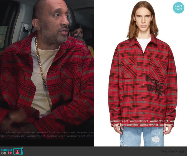 Red & Black Flannel Check Shirt by Off-White worn by Kenya Barris (Kenya Barris) on BlackAF