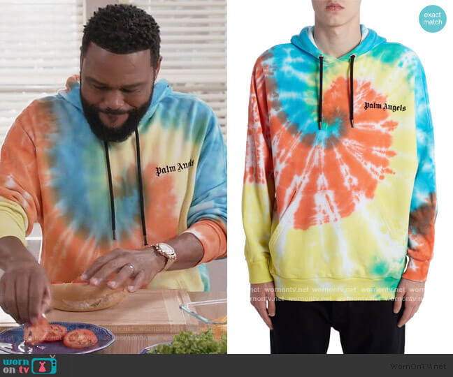 Tie Dye Hoodie by Palm Angels worn by Andre Johnson (Anthony Anderson) on Black-ish