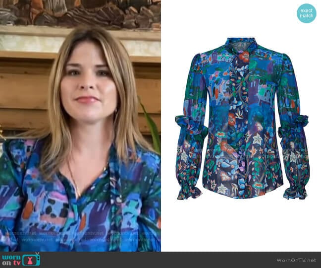 Georgette Tie Blouse by Peter Pilotto worn by Jenna Bush Hager on Today