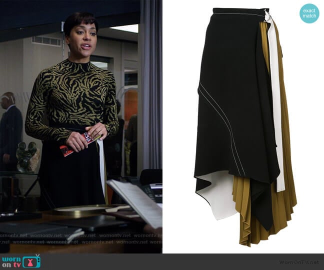 Asymmetrical Layered Belted Skirt by Proenza Schouler worn by Lucca Quinn (Cush Jumbo) on The Good Fight