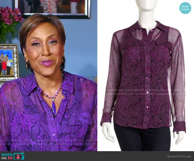 Python-Print Eyelet Blouse by Equipment worn by Robin Roberts on Good Morning America