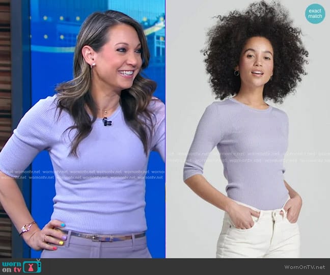 Quarter Sleeve Ribbed Top by Naadam worn by Ginger Zee on Good Morning America