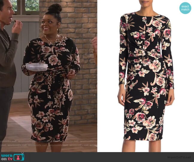 Ru’s black floral dress on Will and Grace