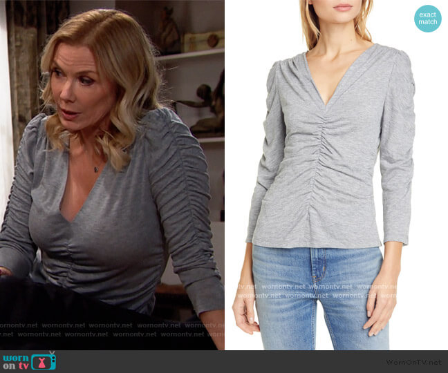 WornOnTV: Brooke’s gray ruched top on The Bold and the Beautiful ...