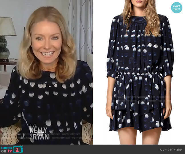 Rooka Dot-Print Short Dress by Zadig & Voltaire worn by Kelly Ripa on Live with Kelly and Mark