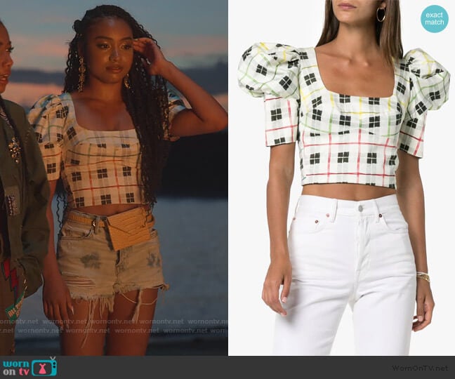 Chloe’s white checked cropped top on BlackAF