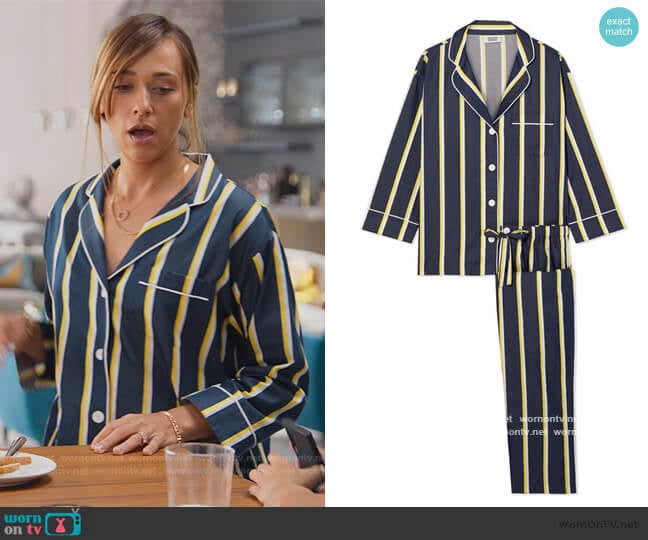 Striped Pajamas by Sleepy Jones worn by Joya Barris (Rashida Jones) on BlackAF