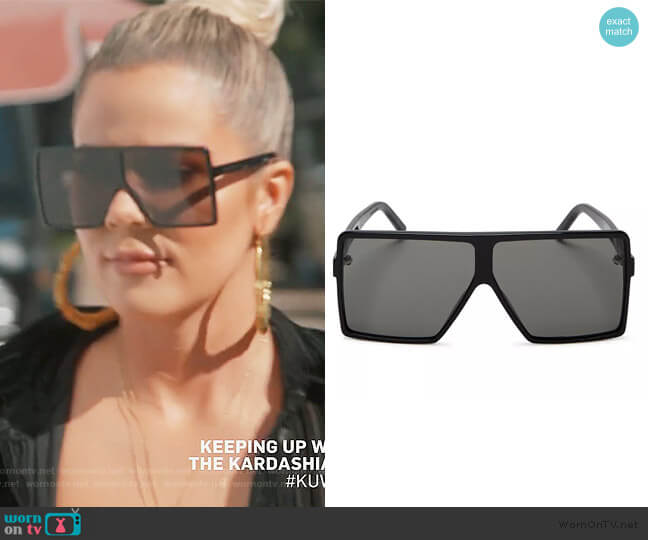 SL 183 Betty Small Shield Sunglasses by Saint Laurent worn by Khloe Kardashian  on Keeping Up with the Kardashians