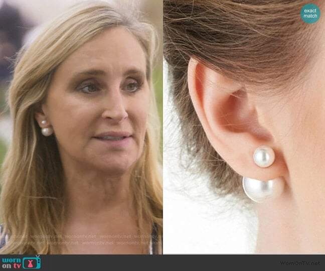 Double Pearl Stud Earrings by Sonja worn by Sonja Morgan on The Real Housewives of New York City