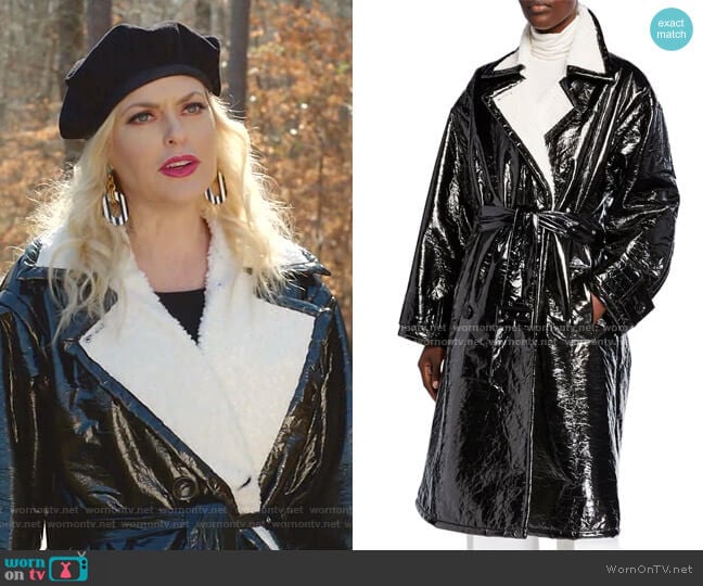 Erica Patent Coat by Stand worn by Alexis Carrington (Elaine Hendrix) on Dynasty