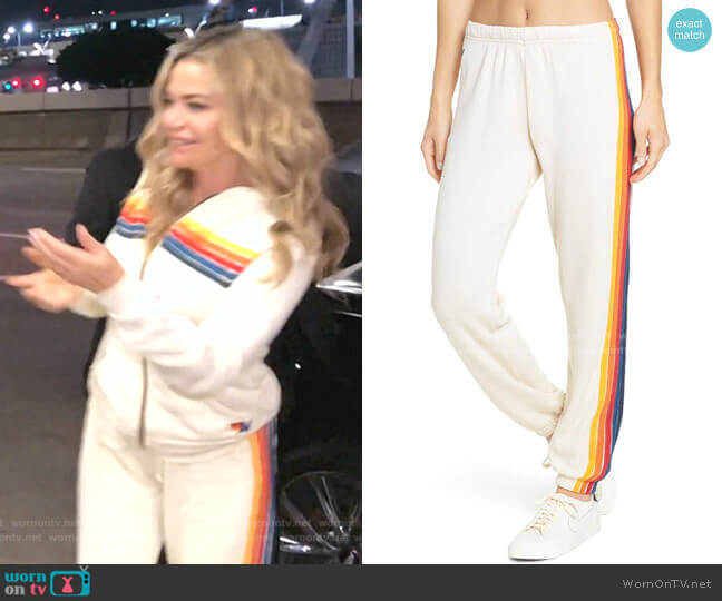 WornOnTV: Denise’s white rainbow-stripe hoodie and pants on The Real ...