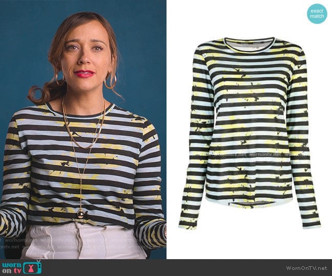 Striped Floral Splatter T-Shirt by Proenza Schouler worn by Joya Barris (Rashida Jones) on BlackAF