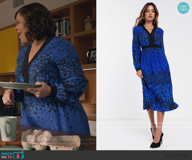 Maryema Topaz Print Leopard Midi Dress by Ted Baker worn by Sara Castillo (Lindsay Mendez) on All Rise