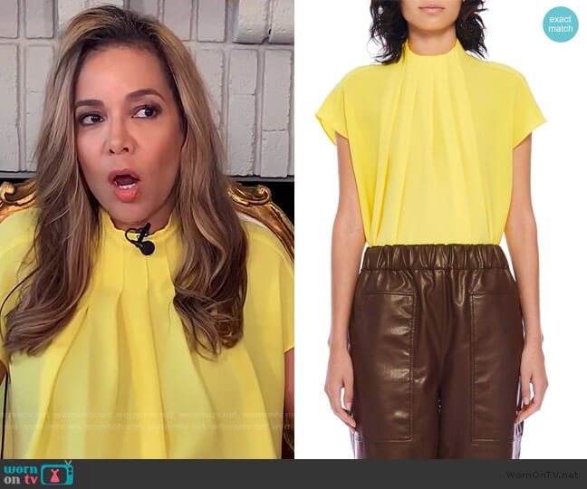 Esme Crepe Shirred High-Neck Top by Tibi worn by Sunny Hostin on The View