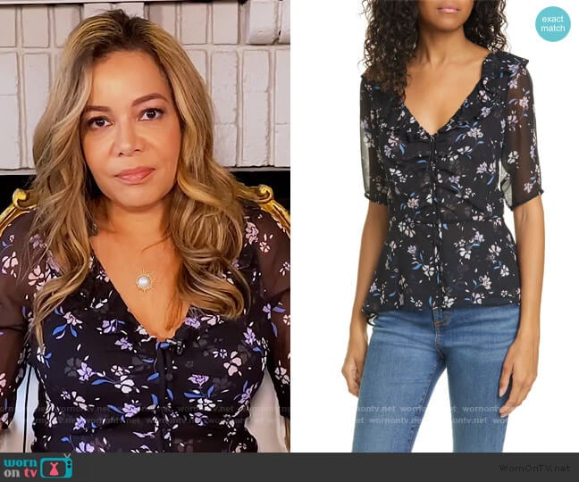 Ayia Silk Chiffon Blouse by Veronica Beard worn by Sunny Hostin on The View