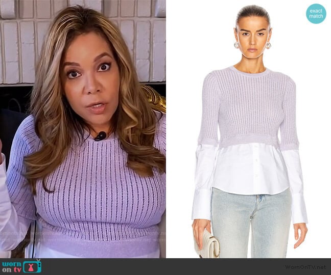 Kayley Mixed Media Sweater by Veronica Beard worn by Sunny Hostin on The View