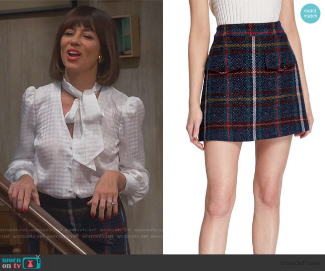 Lucky Check Skirt by Veronica Beard worn by Elizabeth (Natasha Leggero) on Broke