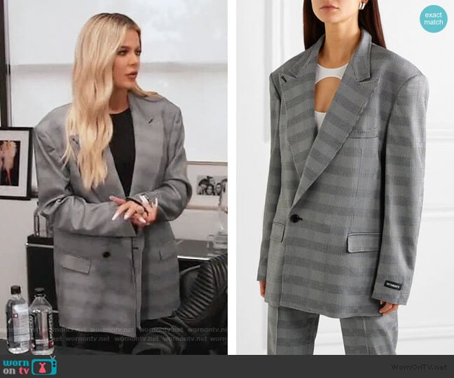 Oversized Prince of Wales Blazer by Vetemens worn by Khloe Kardashian on Keeping Up with the Kardashians