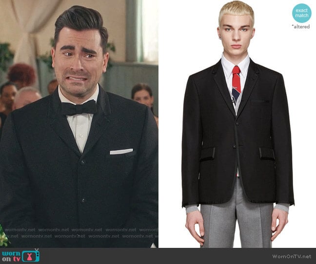 Wool Grosgrain Trim Blazer by Thom Browne  worn by David Rose (Daniel Levy) on Schitts Creek