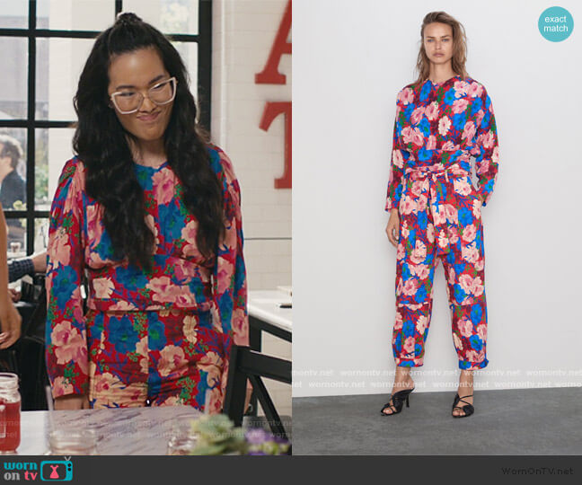 Drape Floral Top and Pants by Zara worn by Doris (Ali Wong) on American Housewife