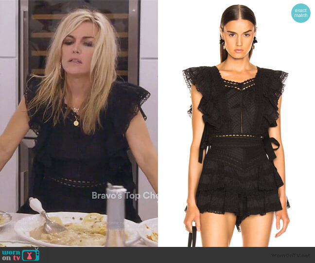 Juniper Pintuck Bodice Top and Shorts by Zimmermann worn by Tinsley Mortimer on The Real Housewives of New York City