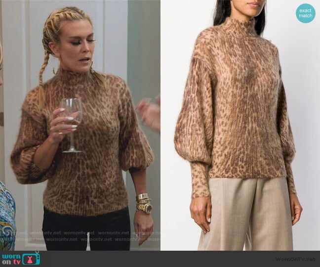 Leopard Print Sweater by Zimmermann worn by Tinsley Mortimer on The Real Housewives of New York City