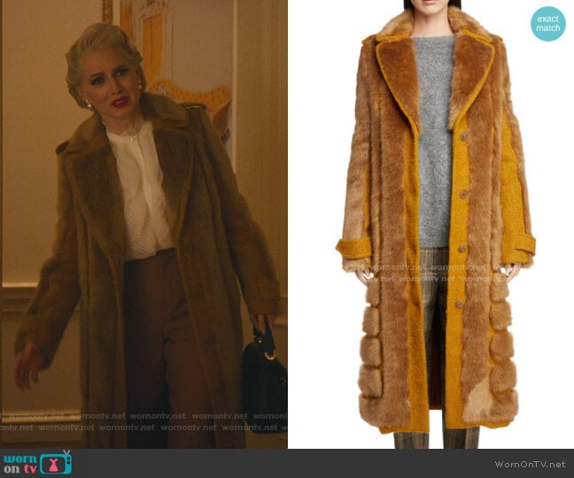 Faux Fur Trim Coat by Acne Studios worn by  Gloria Grandbilt (Katherine LaNasa) on Katy Keene