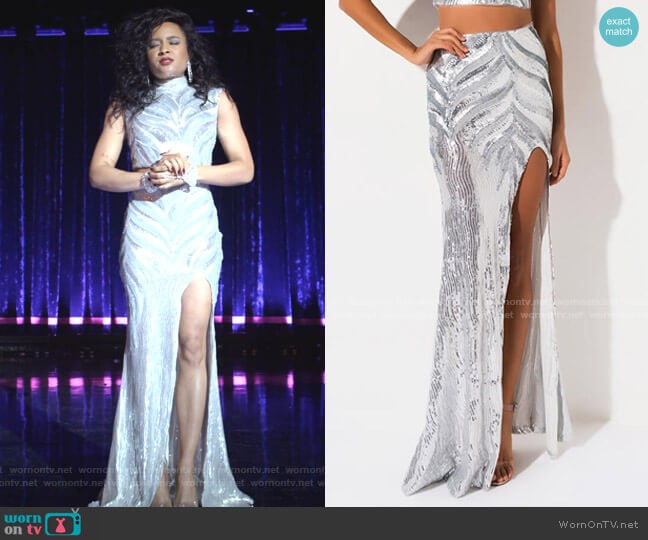 Drama Queen Sequin Maxi Skirt by Akira Label worn by Rhyon Nicole Brown on Empire