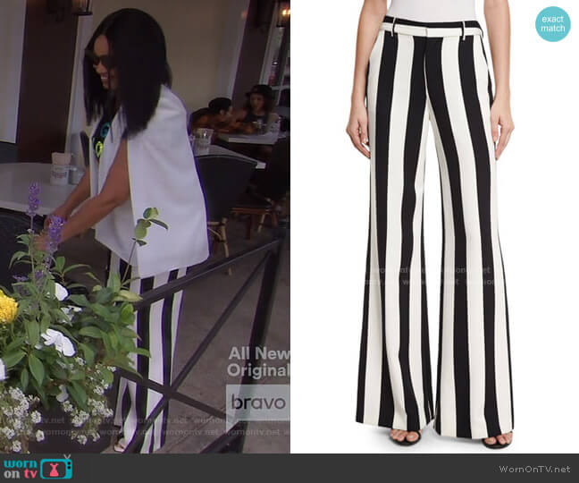 Paulette Striped Wide-Leg Pants by Alice + Olivia worn by Garcelle Beauvais on The Real Housewives of Beverly Hills