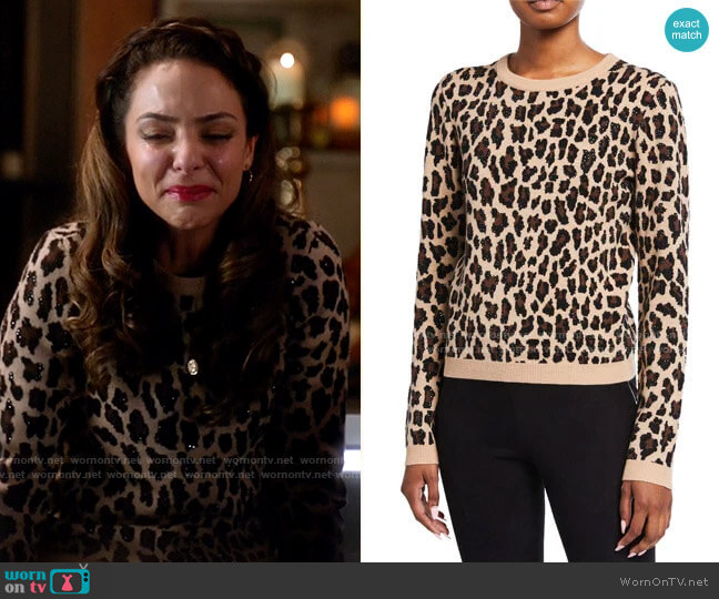 Alice + Olivia Connie Embellished Leopard Sweater worn by Zari Tomaz (Tala Ashe) on Legends of Tomorrow