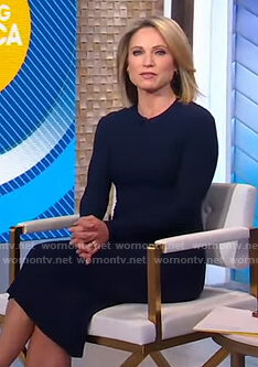 WornOnTV: Amy's black striped blazer and leather leggings on Good Morning  America, Amy Robach