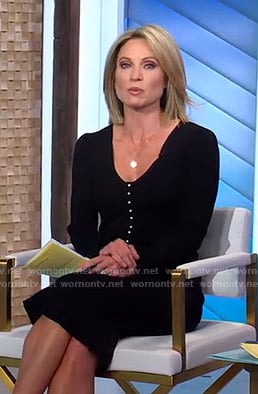 Amy’s black pearl button dress on Good Morning America