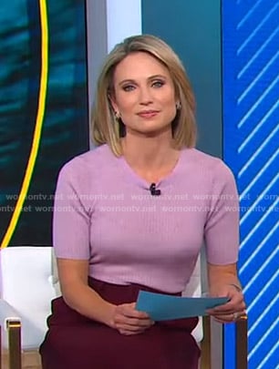 Amy’s lilac ribbed short sleeve top on Good Morning America