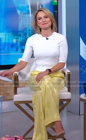 Amy’s yellow floral pants on Good Morning America