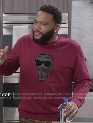 Andre's purple printed sweatshirt on Black-ish