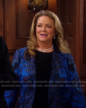 Anna’s blue printed jacket on Days of our Lives