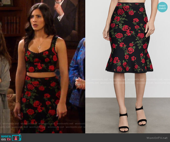 La Rosa Flared Pencil Skirt by Bcbgmaxazria worn by Gabi Hernandez (Camila Banus) on Days of our Lives