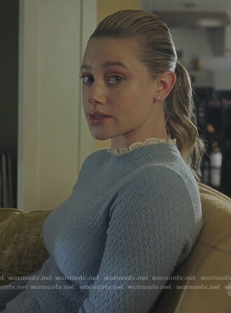 Betty’s blue lace-trim sweater on Riverdale