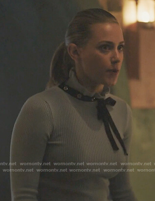 Betty's blue sweater with black tie neck on Riverdale
