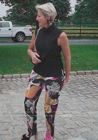 Dorinda’s black floral pants on The Real Housewives of New York City