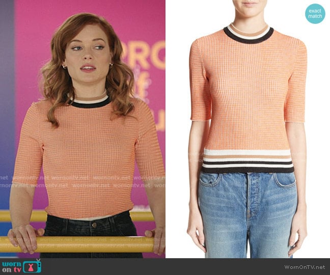 Stripe Trim Sweater by Carven worn by Zoey Clarke (Jane Levy) on Zoeys Extraordinary Playlist