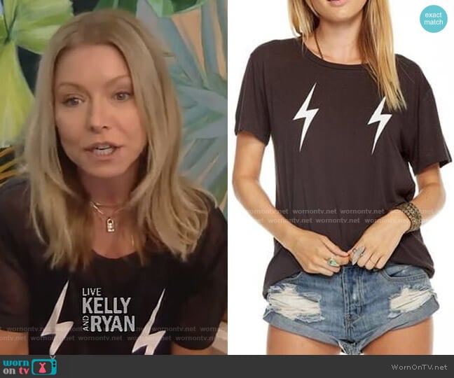 Lightning Bolt Tee by Chaser worn by Kelly Ripa on Live with Kelly and Mark