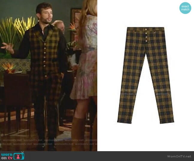 Checked Pants by Lords and Fools worn by Sam Flores (Rafael de la Fuente) on Dynasty